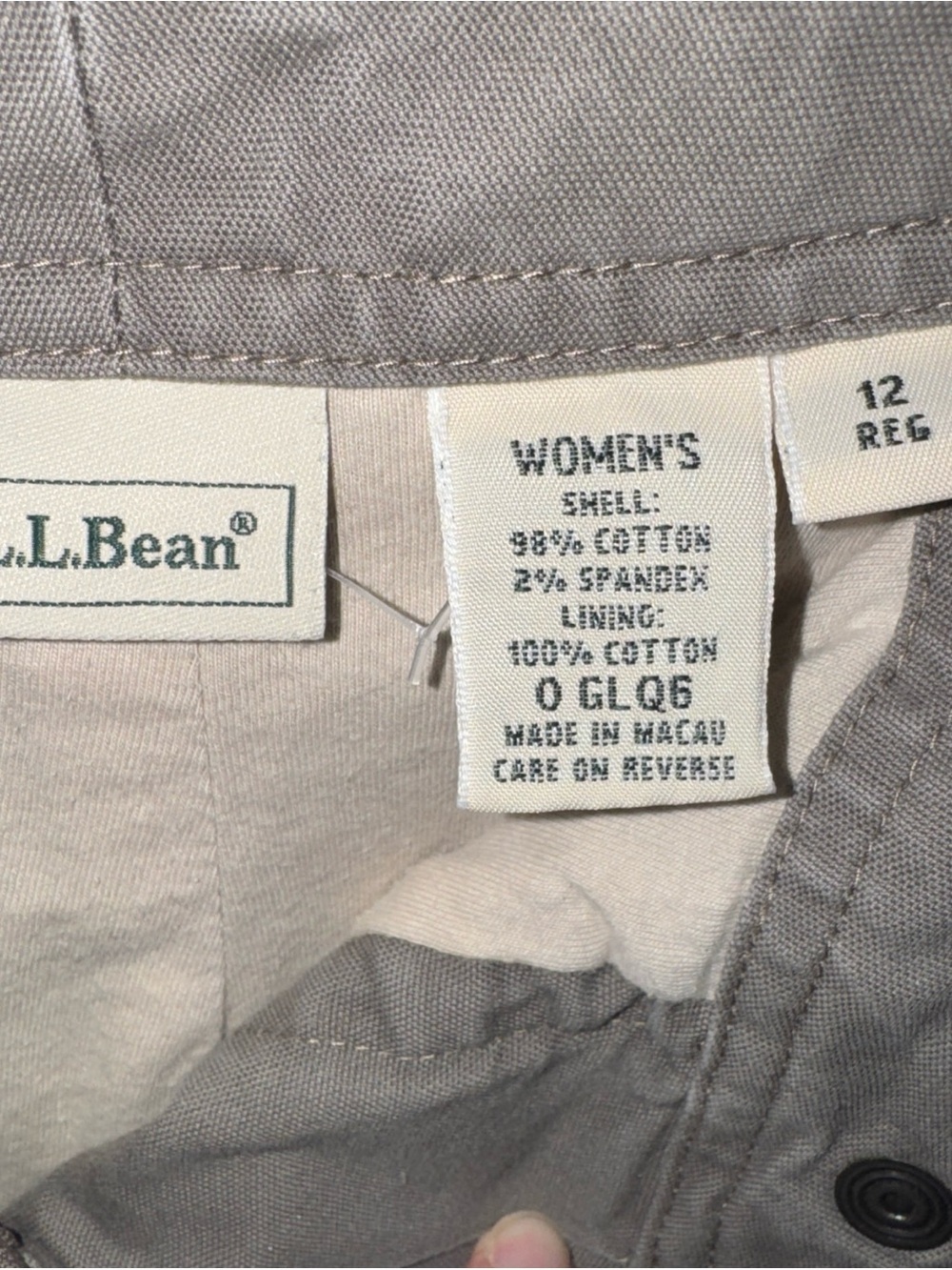 LL Bean Pants Womens 12 Reg Beige Flannel Lined Classic Fit Chino Straight Leg - Picture 7 of 14